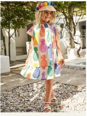 Mini Boden Pineapple Cotton Lightweight Dress Sz 8/9